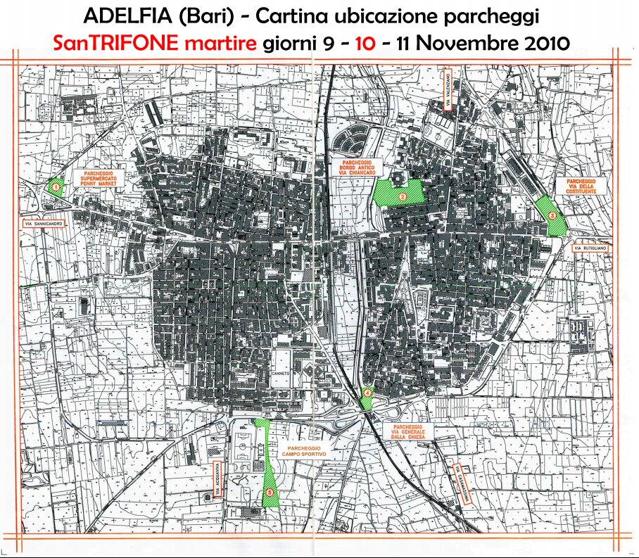 ADELFIA (Bari) - Cartina ubicazione parcheggi